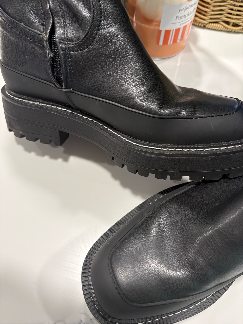 Sam Edelman Black Tall Platform Lug Sole Moto Boots Size 6 - Picture 2 of 5